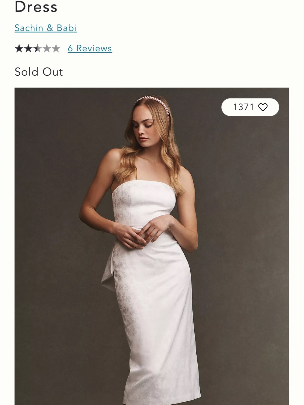 Sachin + Babi Gemma Ivory Strapless Midi Sheath Dress